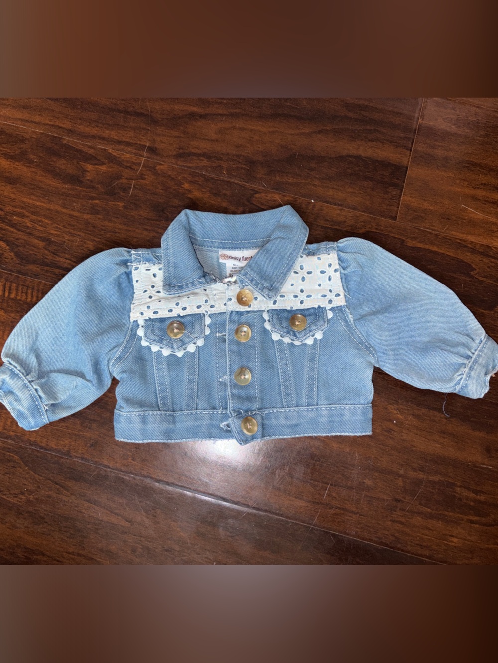Baby Denim Jacket with Lace Trim - Light Blue 0-3m